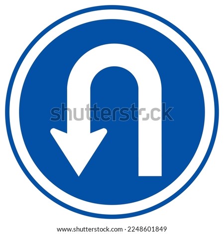 U-Turn Left Traffic Road Sign,Vector Illustration, Isolate On White Background Label. EPS10