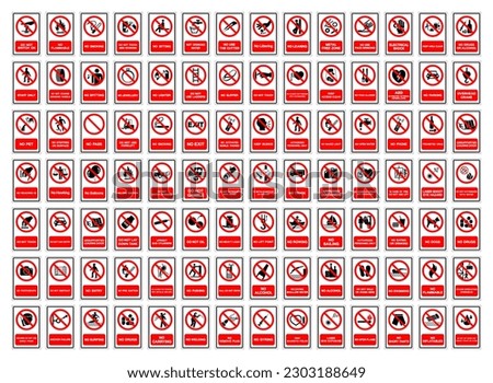 Set Of Forbidden Required Symbol Sign, Vector Illustration, Isolated On White Background Label .EPS10