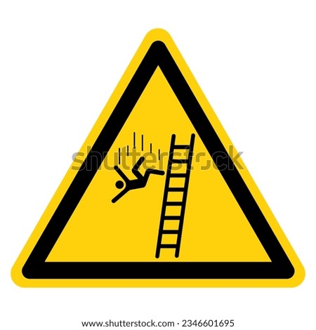 Falling Ladder Hazard Symbol Sign, Vector Illustration, Isolate On White Background Label .EPS10