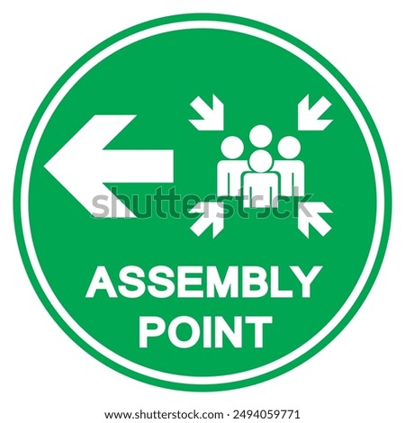 Assembly Point Arrow Left Symbol Sign, Vector Illustration, Isolated On White Background Label.EPS10 