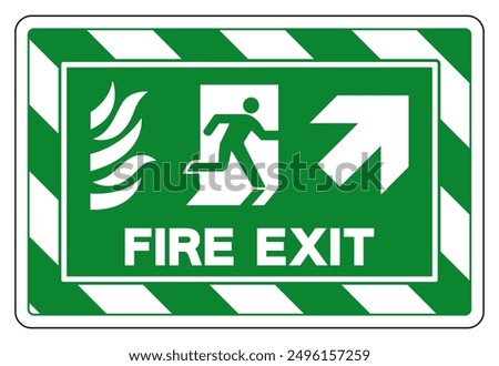 Fire Exit Arrow Right Up Symbol Sign, Vector Illustration, Isolate On White Background Label.EPS10