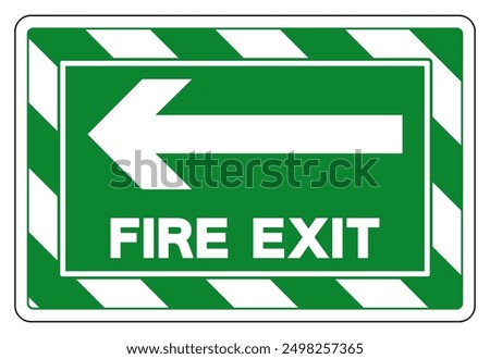 Fire Exit Arrow Left Symbol Sign, Vector Illustration, Isolate On White Background Label.EPS10