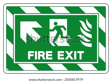 Fire Exit Arrow Left Up Symbol Sign, Vector Illustration, Isolate On White Background Label.EPS10