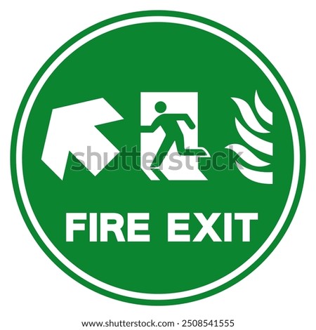 Fire Exit Arrow Left Up Symbol Sign, Vector Illustration, Isolate On White Background Label.EPS10