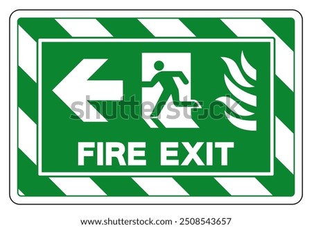 Fire Exit Arrow Left Symbol Sign, Vector Illustration, Isolate On White Background Label.EPS10