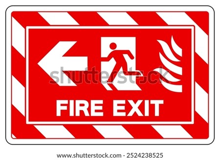 Fire Exit Arrow Left Symbol Sign, Vector Illustration, Isolate On White Background Label.EPS10