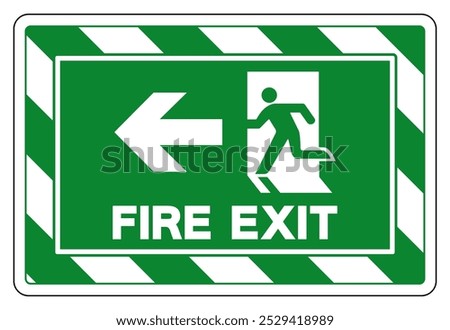 Fire Exit Arrow Left Symbol Sign, Vector Illustration, Isolate On White Background Label.EPS10