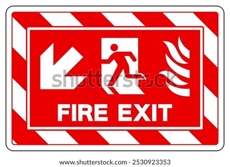 Fire Exit Arrow Left Down Symbol Sign, Vector Illustration, Isolate On White Background Label.EPS10