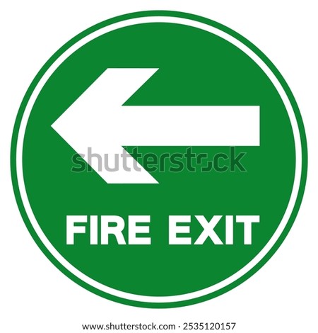 Fire Exit Arrow Left Symbol Sign, Vector Illustration, Isolate On White Background Label.EPS10