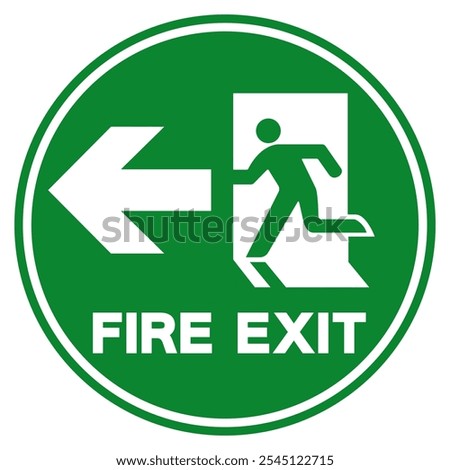 Fire Exit Arrow Left Symbol Sign, Vector Illustration, Isolate On White Background Label.EPS10