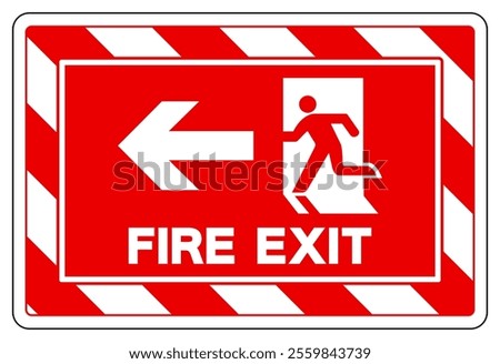 Fire Exit Arrow Left Symbol Sign, Vector Illustration, Isolate On White Background Label.EPS10