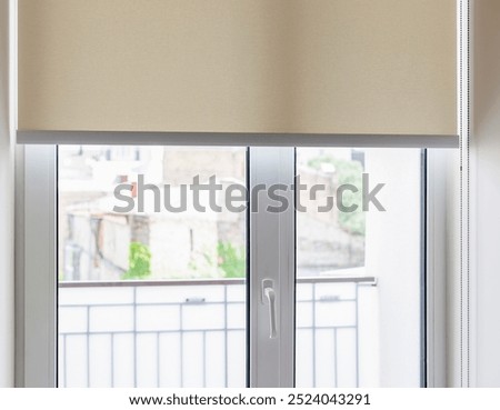 Similar – Image, Stock Photo Minimalist balcony door with shiny knob