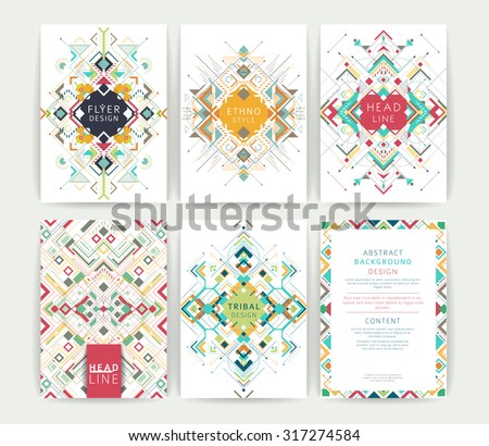 Set of geometric abstract colorful flyers / brochure templates / design elements / modern backgrounds / line art