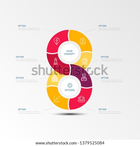 Vector Infographic label design with icons and 8 options or steps. Infographics for business concept. Can be used for presentations banner, workflow layout, process diagram, flow chart, EPS10