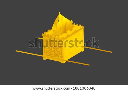 Ark of the Covenant. Old Testament sanctuary furniture religious imagery vector illustration, book of Exodus. This was where the Ten Commandments were kept, covered by the mercy seat.