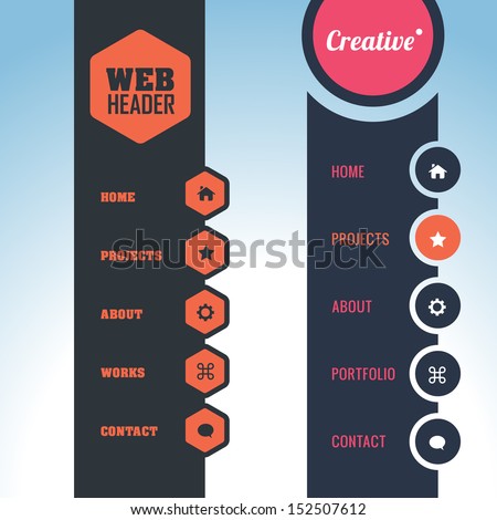 Vector Vertical Header Web Menu Design