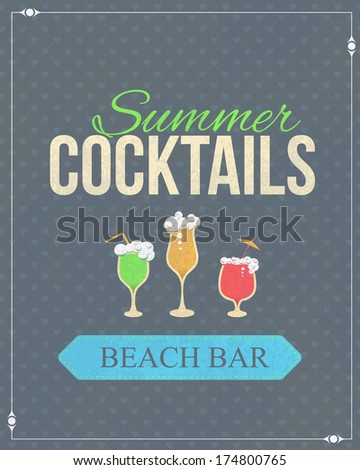 Summer Cocktails Beach Bar Poster