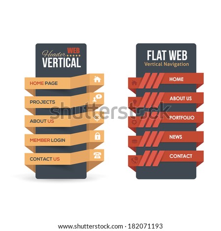 Vector Vertical Header Web Menu Design