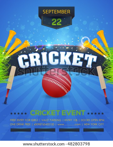Cricket Event Poster Template Vector Background