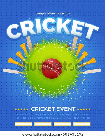 Colorful Cricket Event Poster Template Vector Background