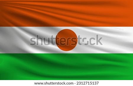 Vector flag of Niger waving closeup style background illustration.