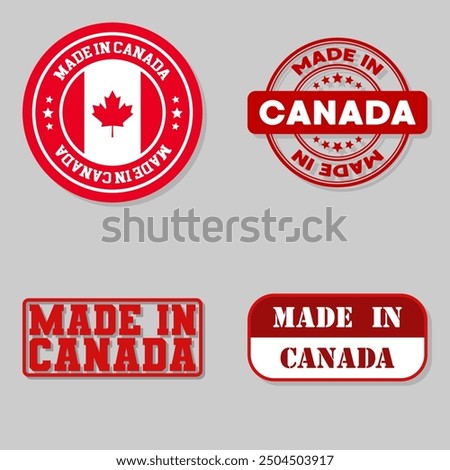 Set of four stamps with flag made in Canada