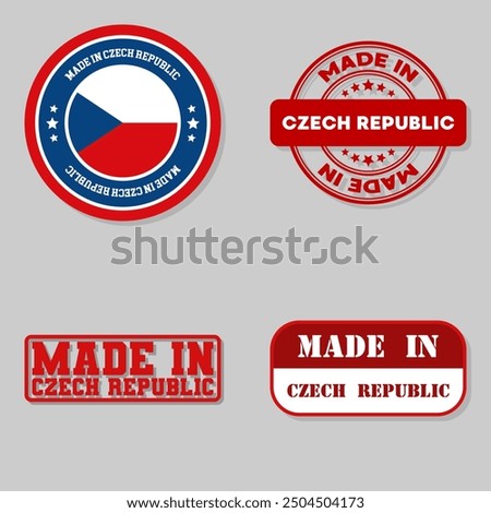 Set of four stamps with flag made in Czech Republic