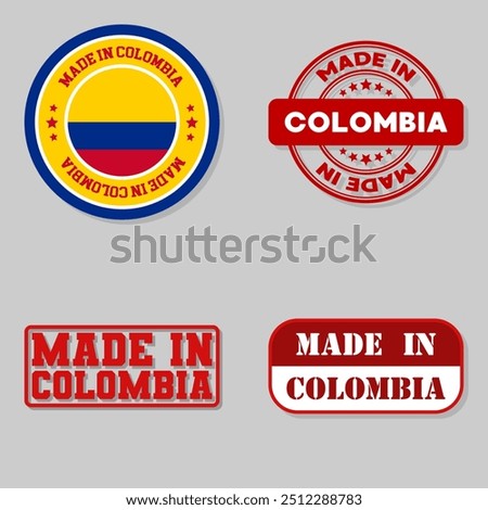 Set of four stamps with flag made in Colombia