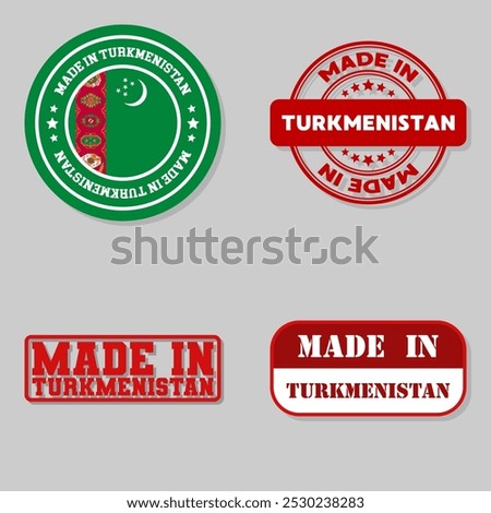 Set of four stamps with flag made in Turkmenistan