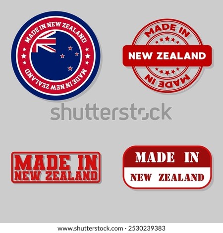 Set of four stamps with flag made in New Zealand