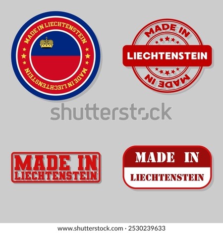 Set of four stamps with flag made in Liechtenstein