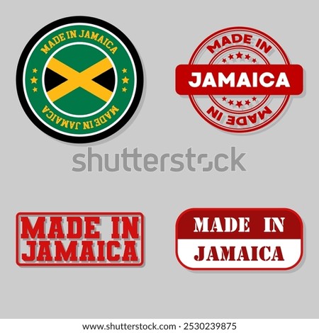 Set of four stamps with flag made in Jamaica