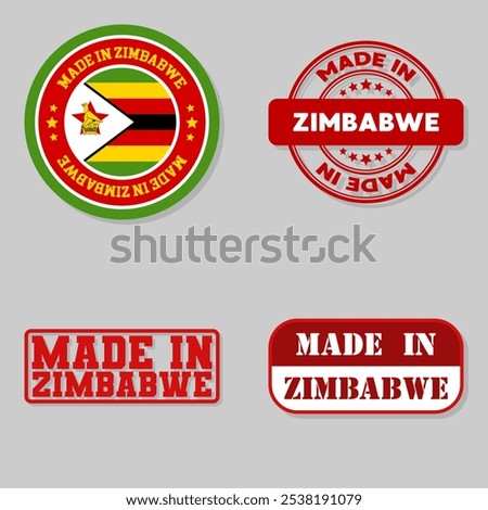 Set of four stamps with flag made in Zimbabwe