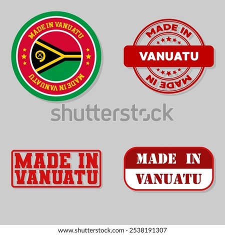 Set of four stamps with flag made in Vanuatu