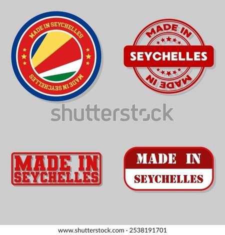 Set of four stamps with flag made in Seychelles