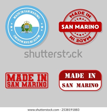 Set of four stamps with flag made in San Marino