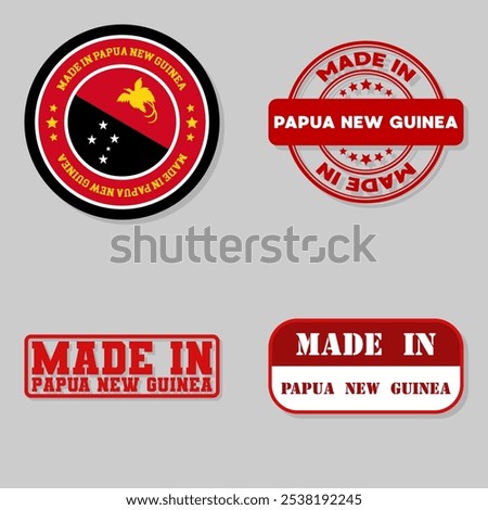 Set of four stamps with flag made in Papua New Guinea