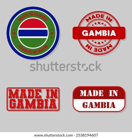 Set of four stamps with flag made in Gambia