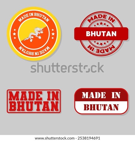 Set of four stamps with flag made in Bhutan