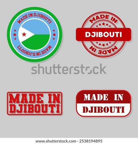 Set of four stamps with flag made in Djibouti