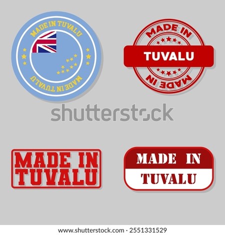 Set of four stamps with flag made in Tuvalu