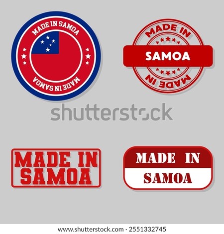 Set of four stamps with flag made in Samoa