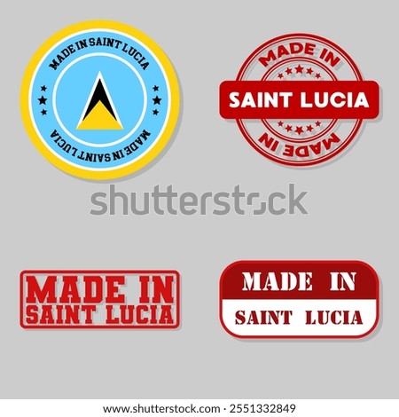 Set of four stamps with flag made in Saint Lucia