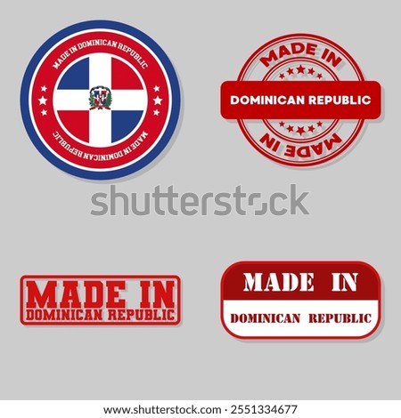 Set of four stamps with flag made in Dominican Republic