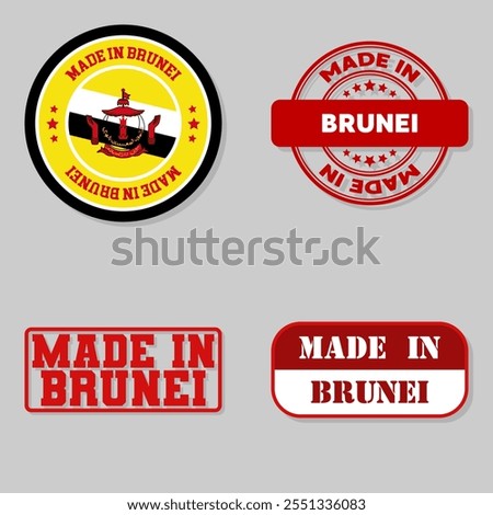 Set of four stamps with flag made in Brunei