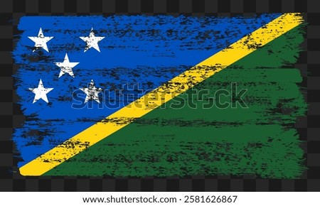 Vector Solomon islands flag in grunge style on transparent background