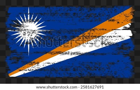 Vector Marshall Islands flag in grunge style on transparent background