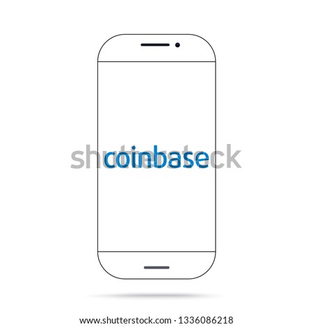 Coinbase cryptocurrency icon logo vector on smartphone illustration