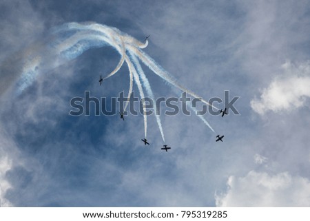Group of airplanes make a figure in air Stok fotoğraf © 