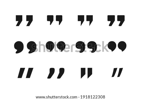 Set of quote mark. Quote black flat simple icon